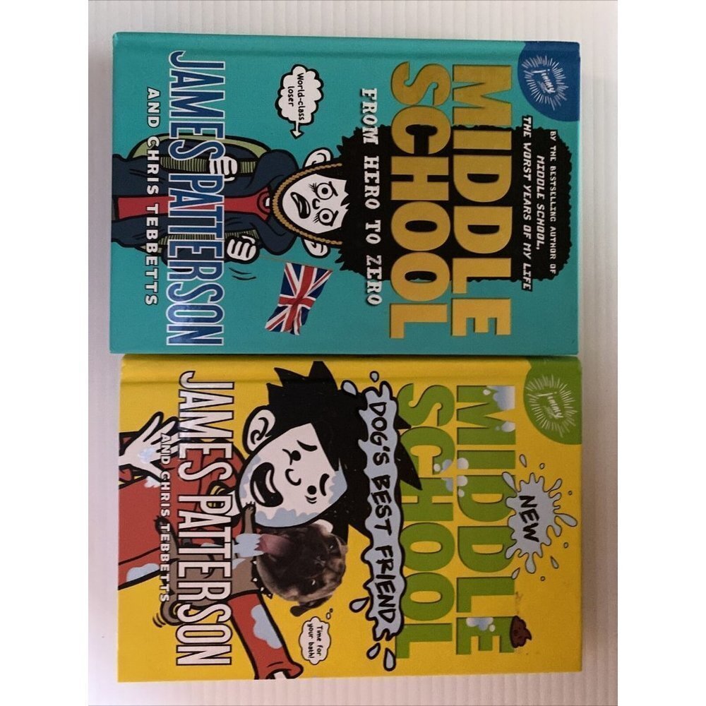 MIDDLE SCHOOL #10 Hero To Zero & #8 Dog’s Best by James Patterson Lot Of 2